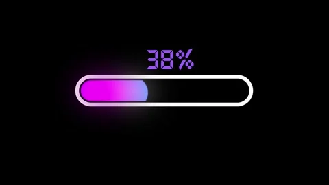 Animated loading progress bar with percentage indicator on black background Video stock 327749633