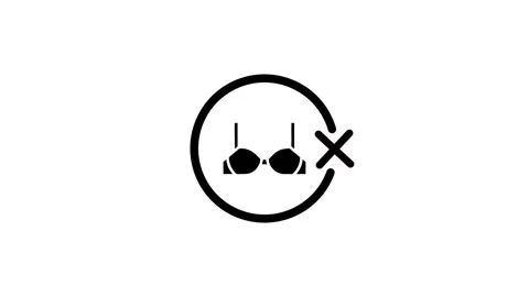 Animated loading spinner with no bra symbol and x mark, representing absenc.. Stock Footage 346497051