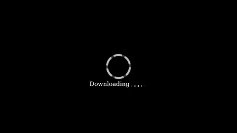 Animated loading spinner with text downloading and progress dots on black b.. Stock-Footage 337958828
