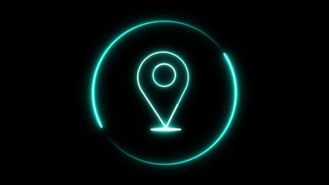 Animated location icon with glowing pulse effect. Seamless loop of neon pin.. Stock Footage 309016776