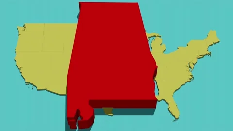 Animated Location Map of Alabama (AL) Stock Footage 201493784