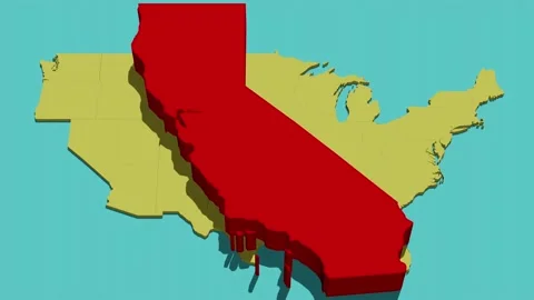 Animated Location Map of California (CA) Stock Footage 201493795