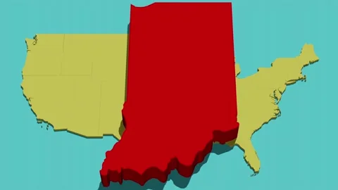 Animated Location Map of Indiana (IN) Stock Footage 201493836