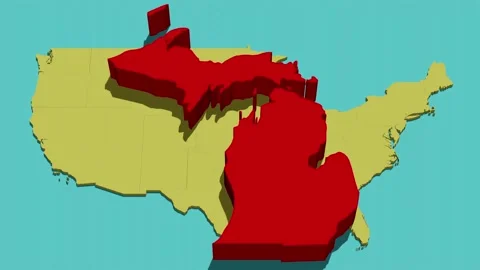 Animated Location Map of Michigan (MI) Stock Footage 201493881