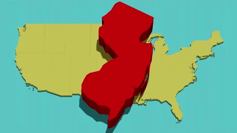 Animated Location Map of New Jersey (NJ) Stock Footage 201493921
