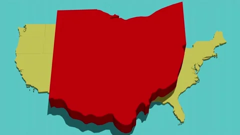 Animated Location Map of Ohio (OH) Stock Footage 201493934