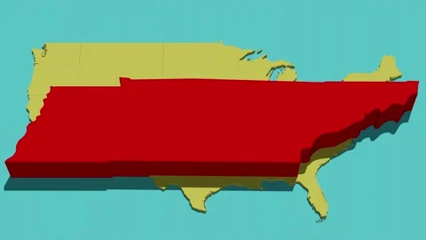 Animated Location Map of Tennessee (TN) Stock Footage 201493975