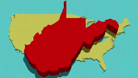 Animated Location Map of West Virginia (WV) Stock Footage 201494019
