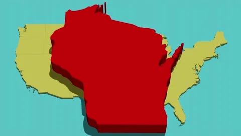 Animated Location Map of Wisconsin (WI) Stock Footage 201494016