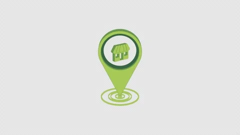 Animated location pin or map pin with store or market icon. Stock Footage 288036164