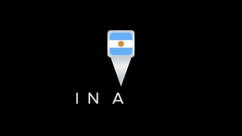 Animated location pointer with the Argentina flag Stockbeeldmateriaal 325479482