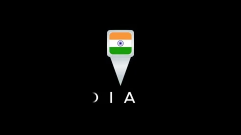 Animated location pointer with the India flag Stockbeeldmateriaal 325479388