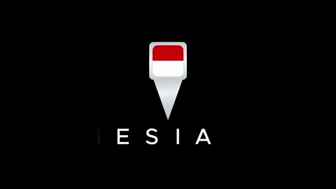 Animated location pointer with the Indonesia flag Stockbeeldmateriaal 325479377