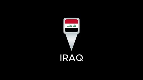 Animated location pointer with the Iraq flag Stockbeeldmateriaal 325479387