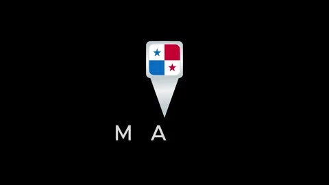 Animated location pointer with the Panama flag Stockbeeldmateriaal 325479456