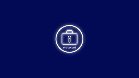 Animated lock icon with glowing outline on dark blue background signifying .. Stock Footage 333977998