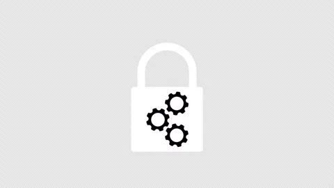 Animated Lock with Spinning Gears, Security &amp; Settings Icon Stock Footage 322630189
