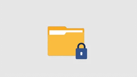 Animated Locked Yellow Folder Icon - Transparent Stock Footage 346992023