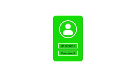 Animated login screen displaying username and password fields on green mobi.. Stock Footage 345547836