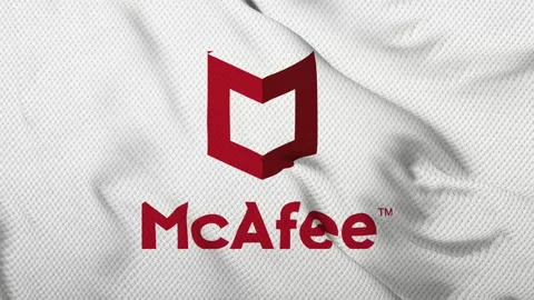 Animated logo of the McAfee antivirus. McAfee Antivirus logo Stock Footage 164366512