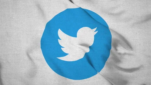 Animated logo of TWITTER. TWITTER logo flag Stock Footage 163994915