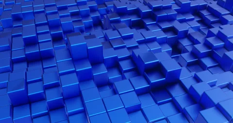 Animated loop from blue cubes. Rear video background. 3D. Stock Footage 253740157