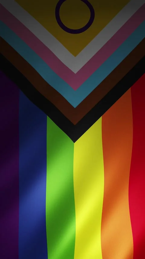 Animated loop of the LGBT Progress Pride Flag including intersex colors. A .. Stock Footage 308530277