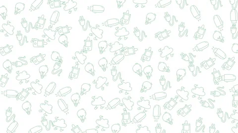 Animated loop of minimalist technology and idea icons on a clean white back.. Stock Footage 335028379