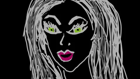 Animated Loop of Stylized Female Face with Blonde Hair and Pink Lips Stock Footage 336849605