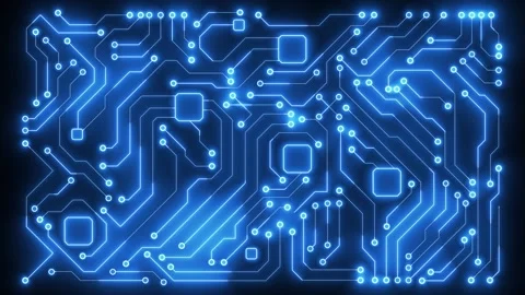 Animated Looping Background of a Blue Digital Circuit Board in 4K. Stock Footage 317302746