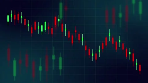 Animated Looping Candlestick Chart with a Downtrend on a Dark Background. Stock Footage 317302786
