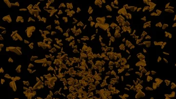 Animated a lot of chocolate hearts exploding and flying toward camera Stock Footage 85601508