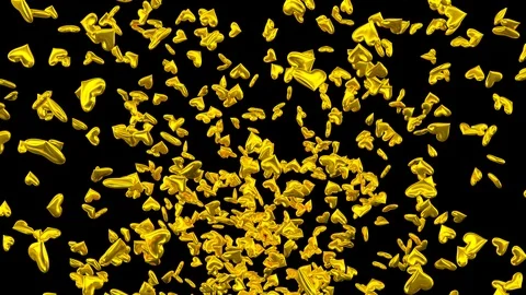 Animated a lot of gold hearts exploding and flying toward camera Stock Footage 85615136