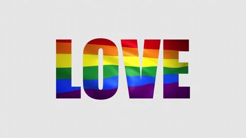 Animated LOVE with Pride Rainbow Flag Stock Footage 219610535