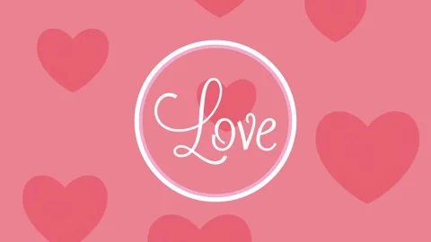 Animated love sign inside circle on pink background with floating hearts. Stock Footage 338422087