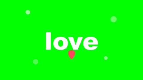 Animated love text with floating hearts on a vibrant green screen background Stock Footage 339925345