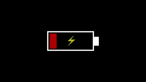Animated low battery icon charging with lightning bolt symbol Stock Footage 340156069