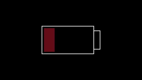 Animated low battery icon displaying a nearly empty battery Video stock 302811943