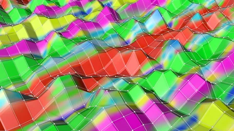 Animated low poly background with white 3D lattice. multicolored loop background Stock-Footage 139593469