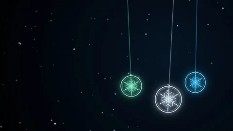 Animated Luminous Snowflake Decorations with Abstract Geometric Patterns on.. Stock Footage 347585860