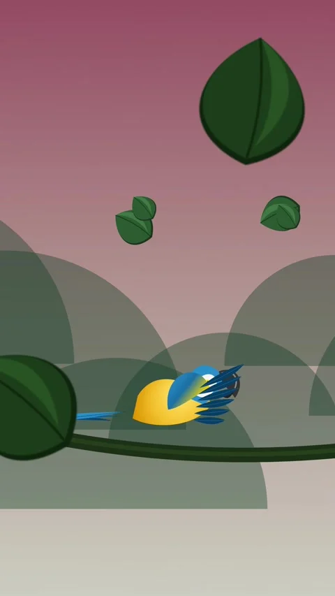 Animated Macaw Flying Through Jungle Side-Scroller Game Stock Footage 333495118