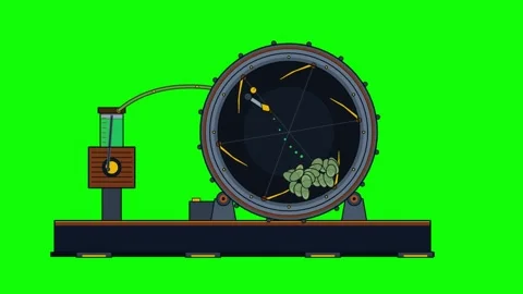 Animated Machine Processing Objects in a Rotating Drum Stock Footage 348191303