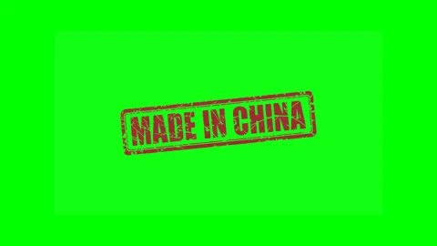 Animated "MADE IN CHINA" rubber stamp seal green screen background Stock Footage 303695680