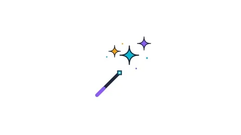 Animated Magic Wand Tool Generating Colorful Sparkles, Minimalist Shot Video stock 348208624