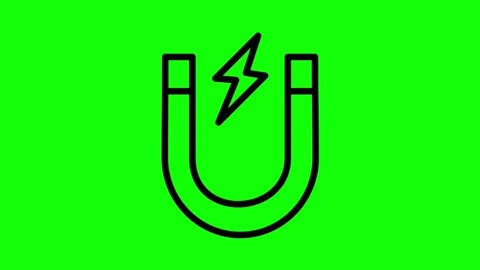 Animated magnet icon with lightning bolt on green screen for creative projects Stock Footage 330156641