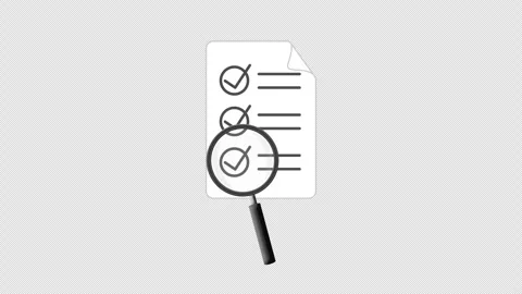 Animated magnifying glass over a document with check mark Stock Footage 310126671