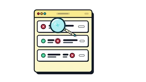 Animated Magnifying Glass Searching Errors in Digital Interface Stock Footage 347089089
