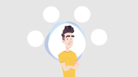 Animated Man Looking Around with Floating Circles Video stock 345836990