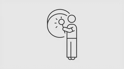 Animated man playing drum outline icon Stock Footage 346716883