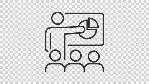 Animated manager conducting presentation line icon Stock Footage 340288244